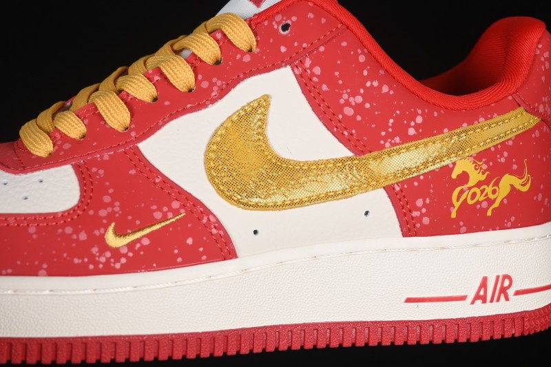 Nike Air Force 1 '07 Low Chinese New Year Limited Edition White Red Gold Splatter Low-Top Casual Skateboarding Shoes - DF0188-131