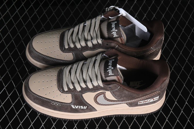 Nike Air Force 1 '07 Low Casual Sneakers in Brown and Light Khaki - KL1688-001