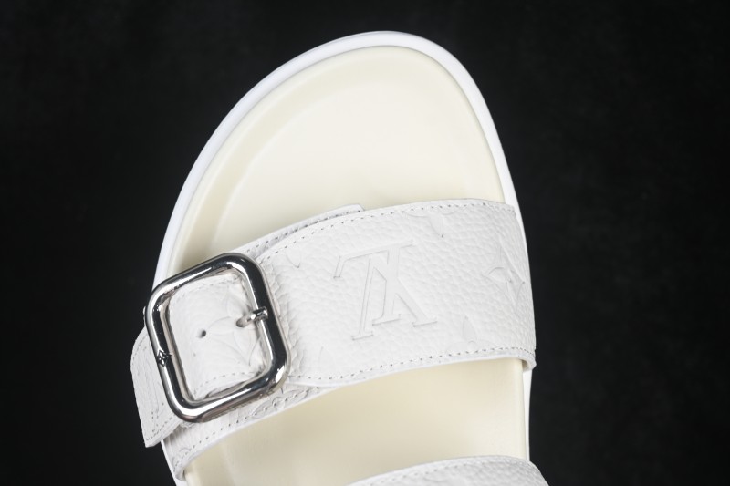 Louis Vuitton Venice Comfort Calfskin Suede Round-Toe Slide Sandals - T.E5
