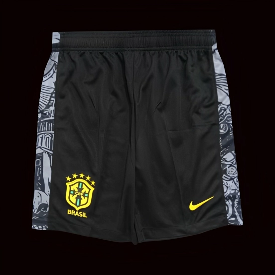2024 Brazil Copa America Black Grey Goalkeeper Shorts