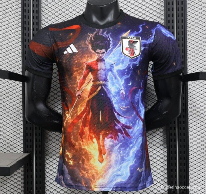 Player Version 2025 Japan NA ZHA Black with Fire & Ice Warrior Jersey