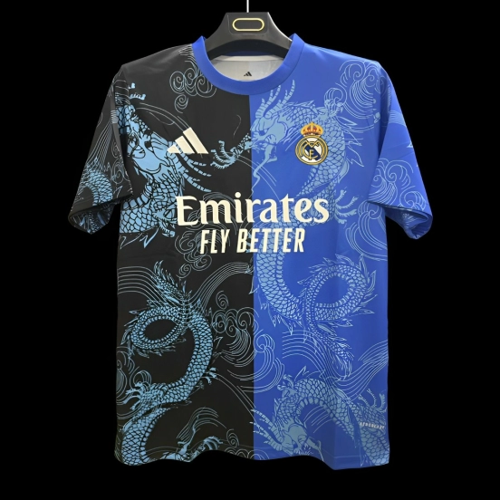 25/26 Real Madrid Blue and Black with Split Dragon Design Jersey