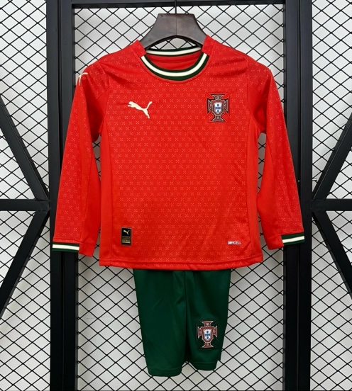 2025 Kids Portugal Home Long Sleeve Jersey