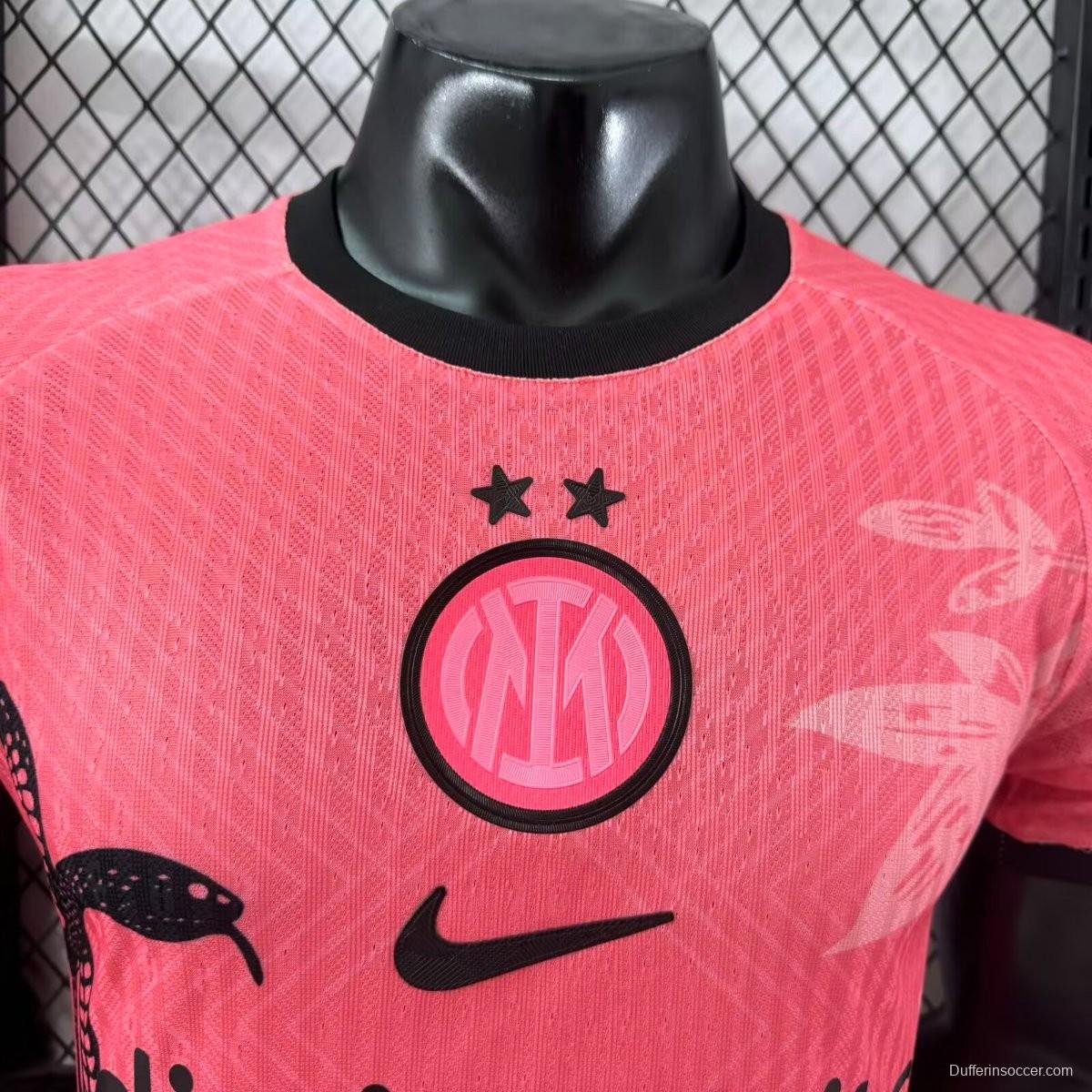 Player Version 25/26 Inter Milan Pink with Snake and Floral Pattern Jersey