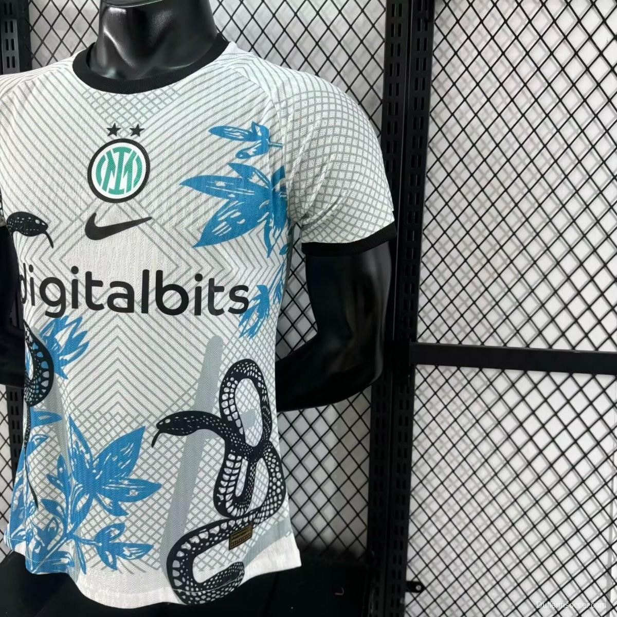 Player Version 25/26 Inter Milan White with Snake and Floral Pattern Jersey