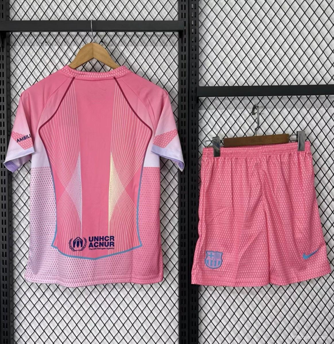 25/26 Kids Barcelona Pink with Gradient Pattern Jersey