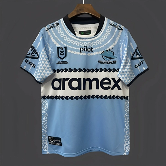 25/26 Cronulla-Sutherland Sharks Sky Blue with Indigenous Heritage Jersey