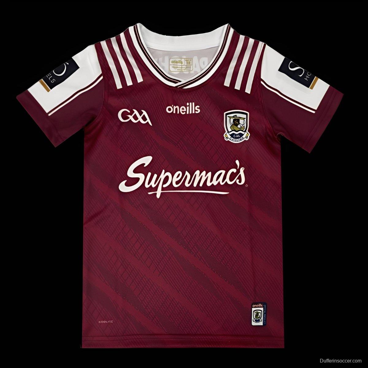 25/26 Galway GAA Maroon with White Stripes Kids Jersey