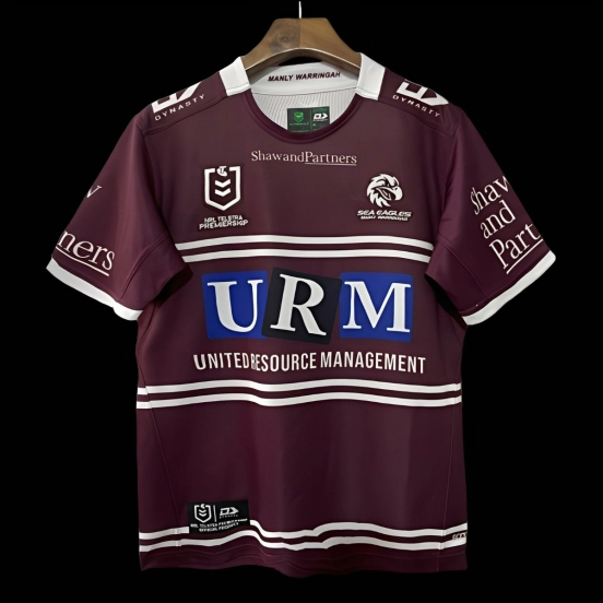 2025 Manly Warringah Sea Eagles Maroon with White Hoops Home Jersey