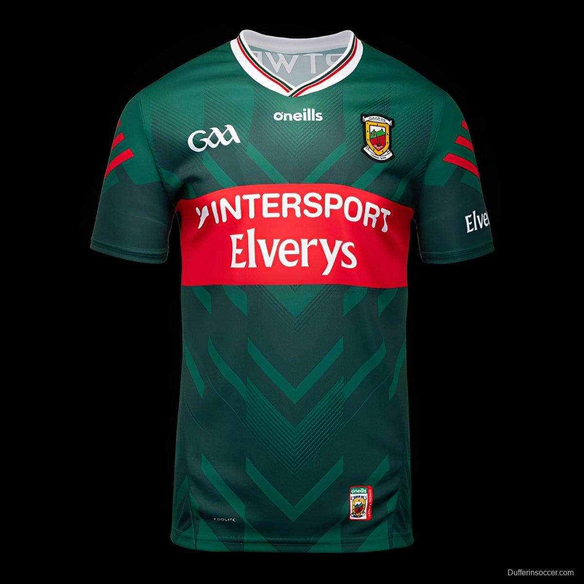 2026 Mayo GAA Green with Red Band and Chevron Pattern Jersey