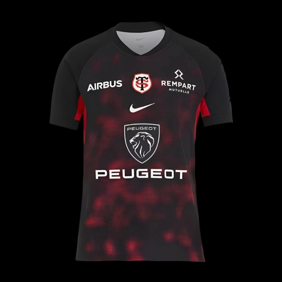24/25 Stade Toulousain Black with Red Digital Camo Pattern Home Jersey