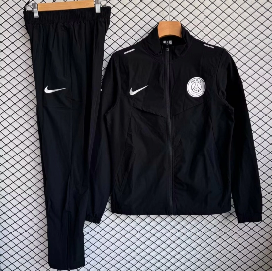 25/26 Paris Saint-Germain Black Full zipper Jacket Tracksuit+ long pants