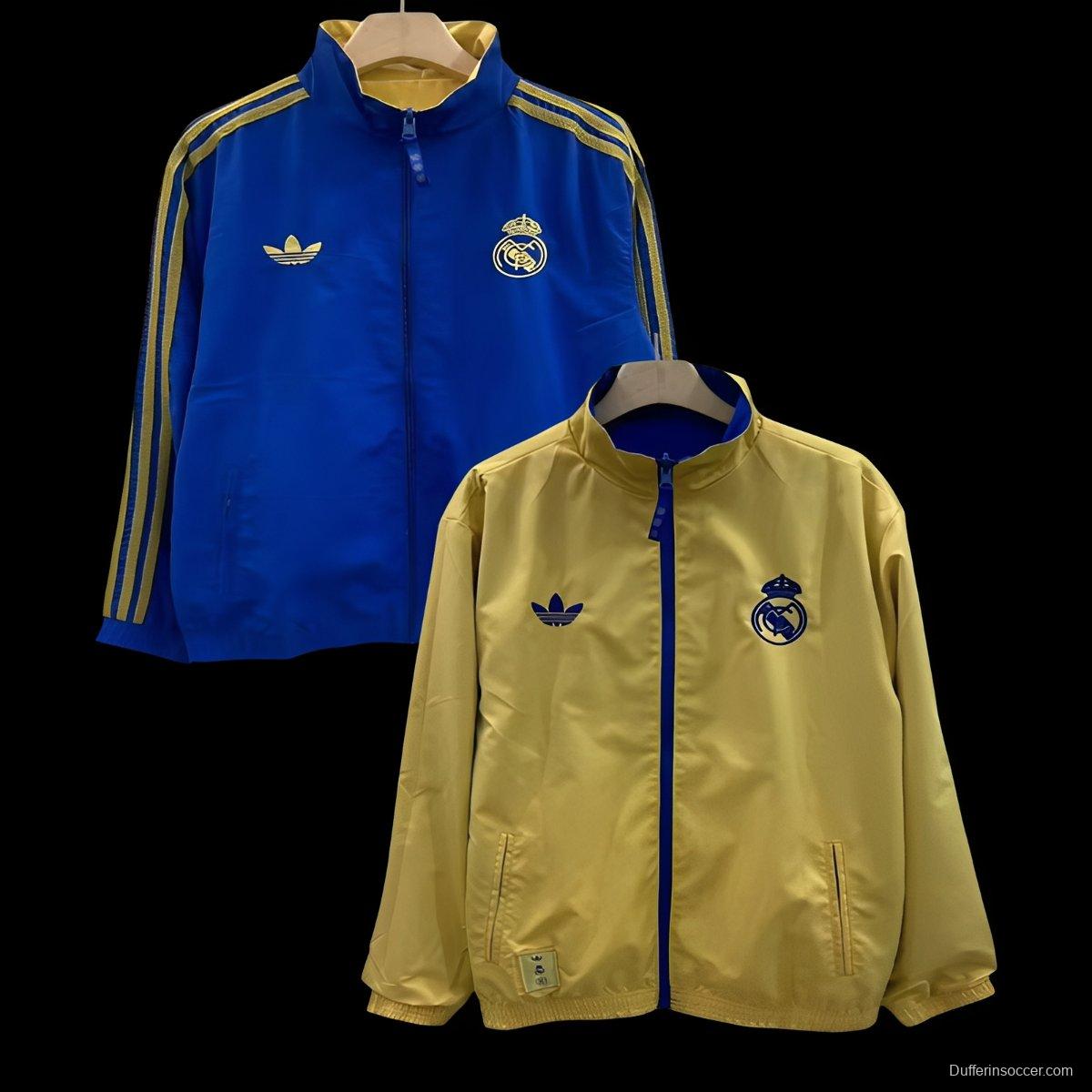 25/26 Real Madrid Golden/Blue Full Zipper Windbreaker