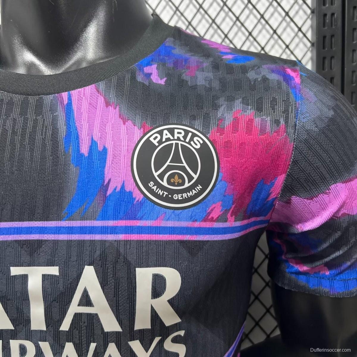Player Version 25/26 PSG Paris Saint-Germain Black Pink Blue Special Edition Soccer Jersey
