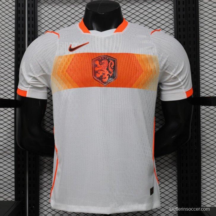 Player Version 2026 Netherlands  White with Orange  Away Jersey