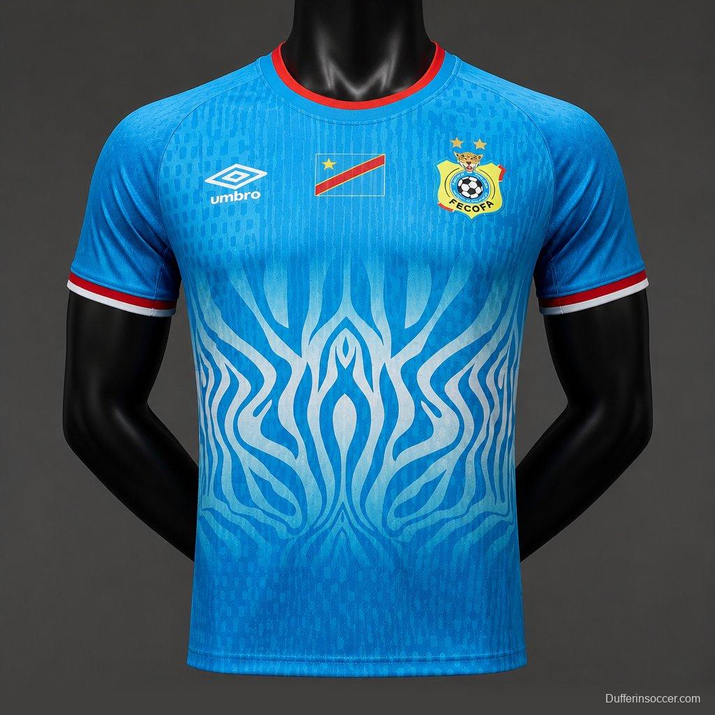 Player Version 2026 DR Congo Home Sky Blue Flame Jersey