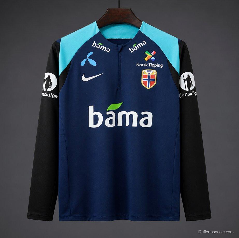 2026 Norway Dark Blue Half Zipper Training Jacket