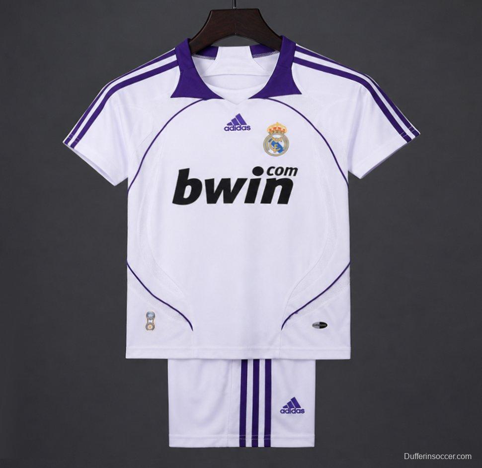 Retro 2007/08 Kids Real Madrid White & Purple Home Jersey