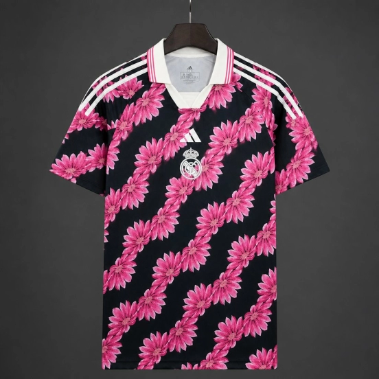 26/27 Real Madrid x FARM Pink Daisy Pattern Polo Jersey